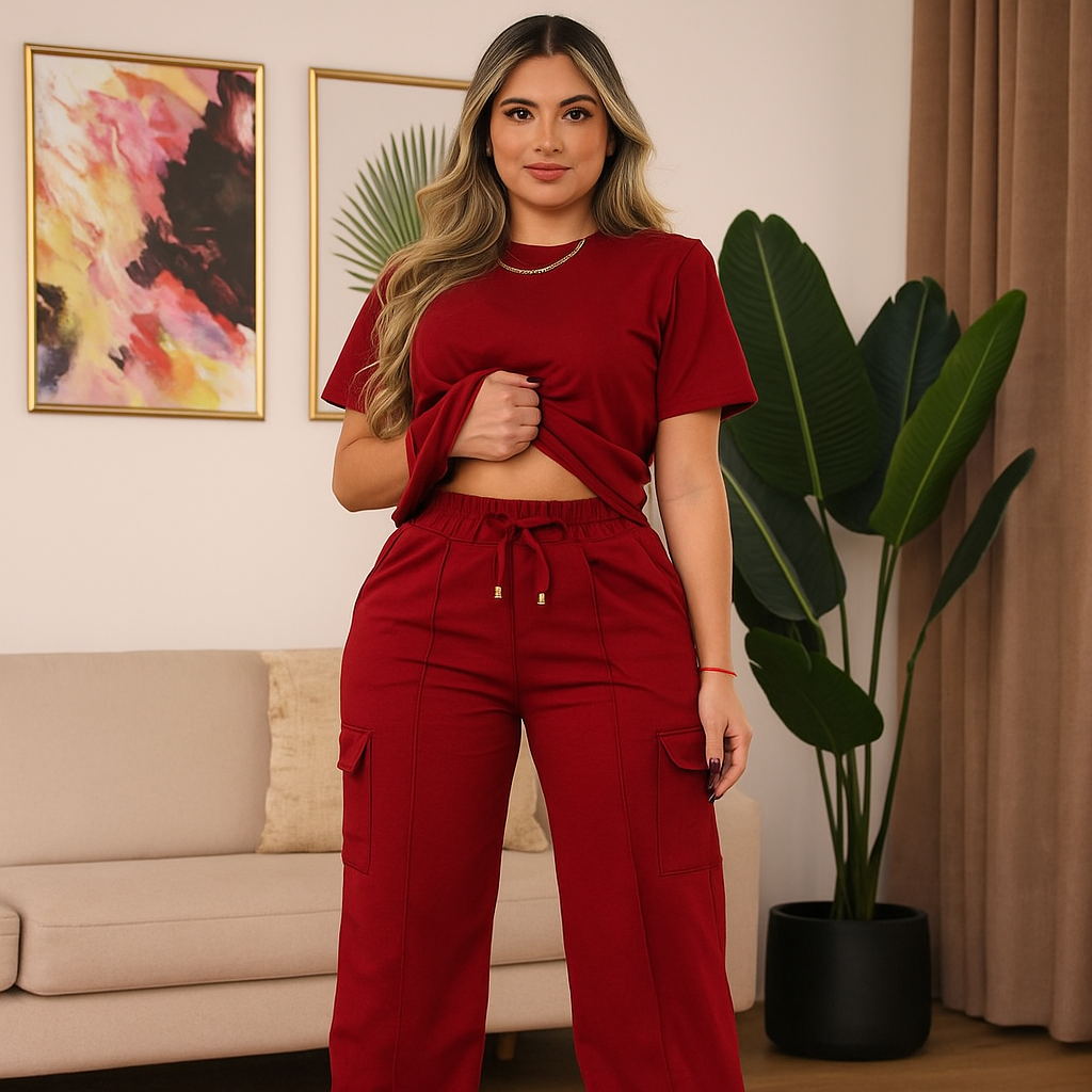 "Tu mejor versión empieza con un conjunto tipo cargo que lo dice todo"  🔹 Active Glam 💫👖 Pensado para ti.