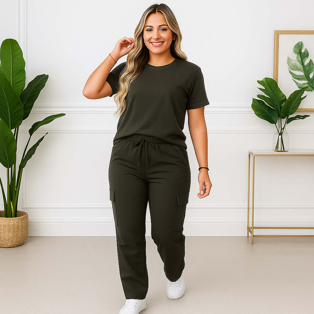 "Tu mejor versión empieza con un conjunto tipo cargo que lo dice todo"  🔹 Active Glam 💫👖 Pensado para ti.